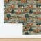 Anglophile British Horses Hunt Countryside Trees Fox Colonial Pheasants Horseback Riding England Fox Hunt Hand Drawn Cabincore Cottagecore Custom Pre-pasted Wallpaper by Spoonflower Pre-Pasted Wallpaper 2FT Wide